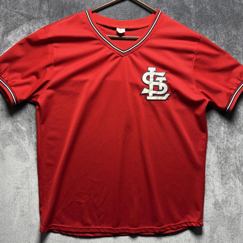 Cardinals Jersey XL Red MLB Baseball Mesh V Neck Logo Short Sleeve St Louis